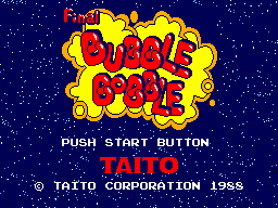 Final Bubble Bobble title screen for Sega Mark III